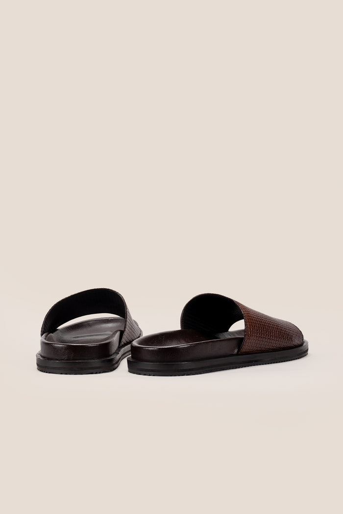 Tito Brown leather sandals slide for men by Oswin Hyde with sleek design and comfortable fit