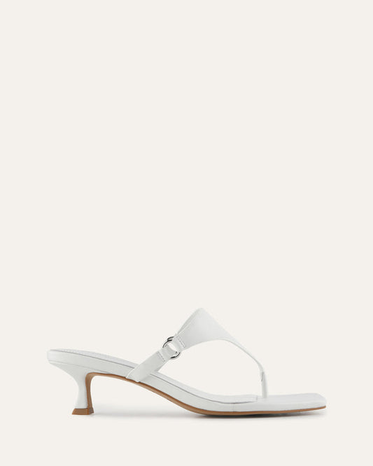 TOKEN LOW HEEL SANDALS WHITE LEATHER