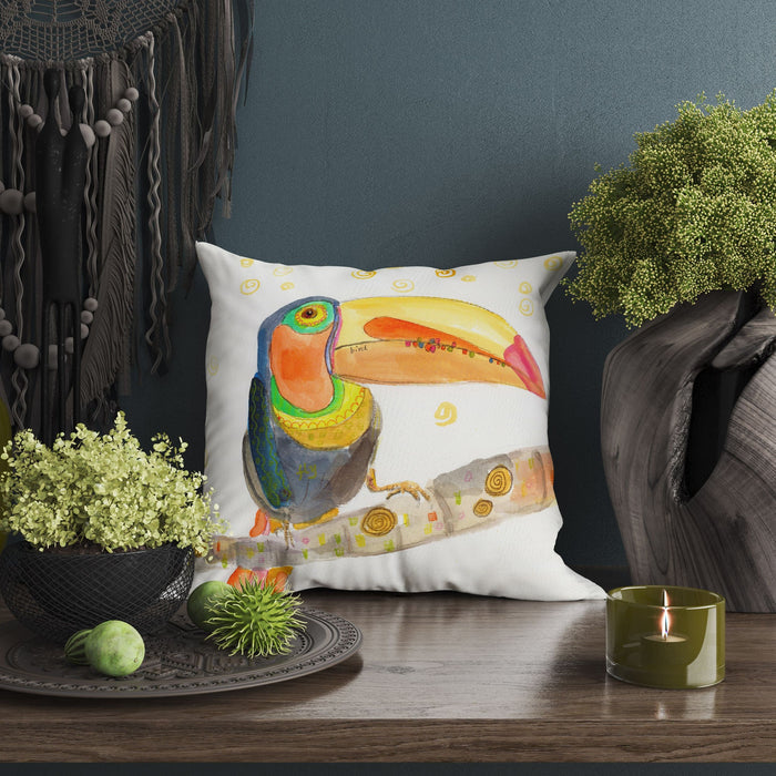 Toucan Pillow Cases For Kids Toss Pillow, Animal Pillow, Artist Pillow, Bright Yellow Pillow, Watercolor Pillow Cases, 20X20 Pillow Cover