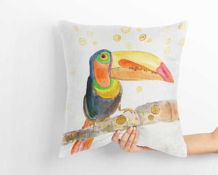 Toucan Pillow Cases For Kids Toss Pillow, Animal Pillow, Artist Pillow, Bright Yellow Pillow, Watercolor Pillow Cases, 20X20 Pillow Cover