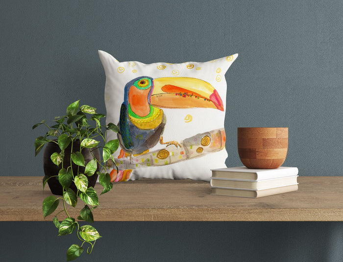 Toucan Pillow Cases For Kids Toss Pillow, Animal Pillow, Artist Pillow, Bright Yellow Pillow, Watercolor Pillow Cases, 20X20 Pillow Cover
