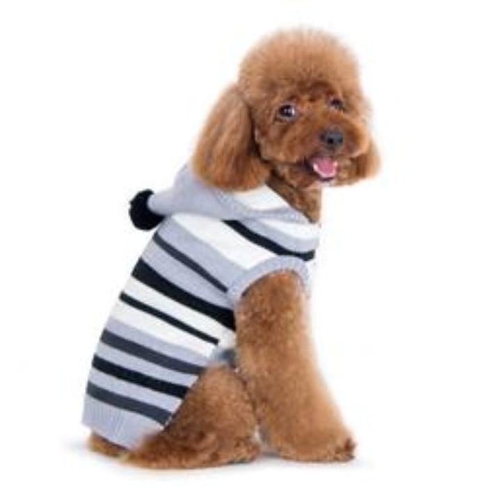 Dogo Pet Fashions Sweaters XS / Blck Uneven Stripe Hoodie Dog Sweater