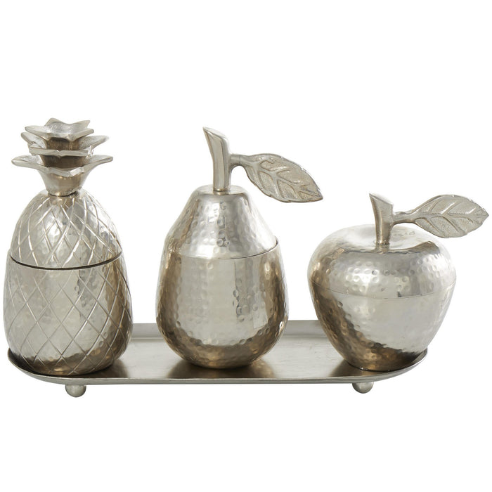 Urban Designs 4-Piece Decorative Table Centerpiece Storage Jar Set - Silver