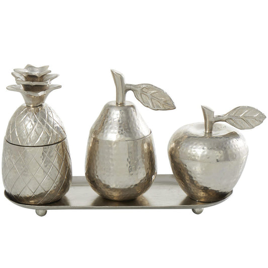 Urban Designs 4-Piece Decorative Table Centerpiece Storage Jar Set - Silver