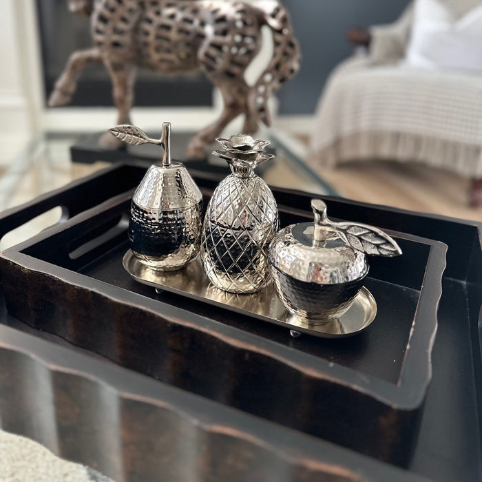Urban Designs 4-Piece Decorative Table Centerpiece Storage Jar Set - Silver