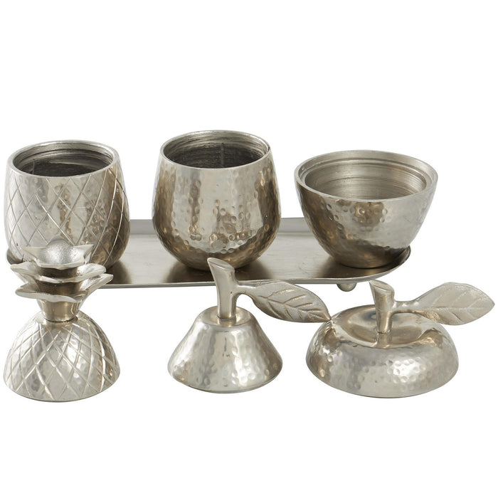 Urban Designs 4-Piece Decorative Table Centerpiece Storage Jar Set - Silver