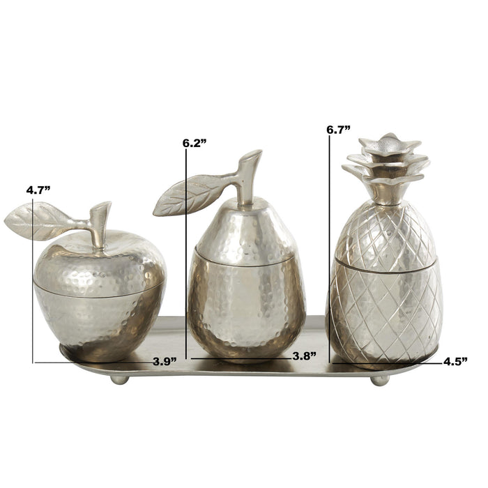 Urban Designs 4-Piece Decorative Table Centerpiece Storage Jar Set - Silver