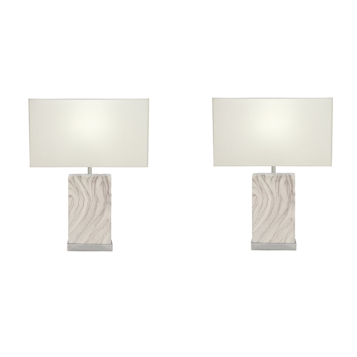 Urban Designs Amalia 23-Inch Rectangle Ceramic 2-Piece Table Lamp Set