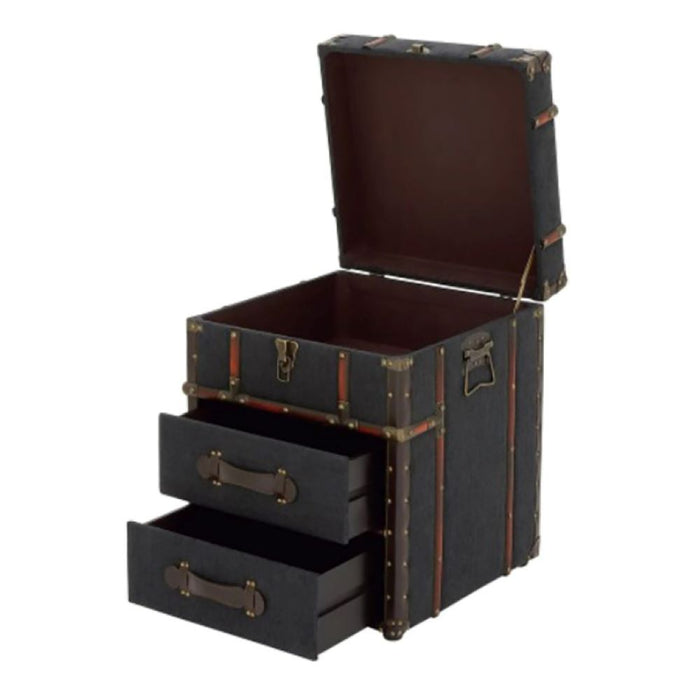 Urban Designs Anders Grey Linen And Wood Trunk Accent Side End Table
