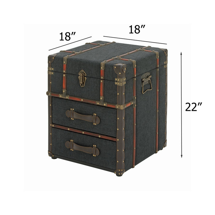 Urban Designs Anders Grey Linen And Wood Trunk Accent Side End Table
