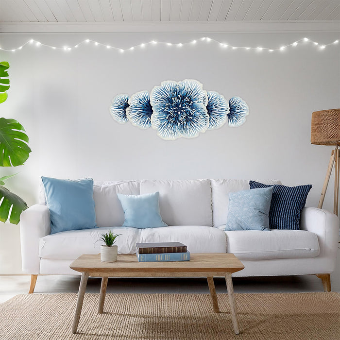 Urban Designs Coral Reef 38-Inch Coastal Decor Metal Wall Sculpture - Blue