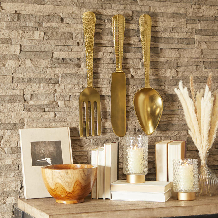 Urban Designs Handcrafted Aluminum 3-Piece Utensil Wall Decor Set