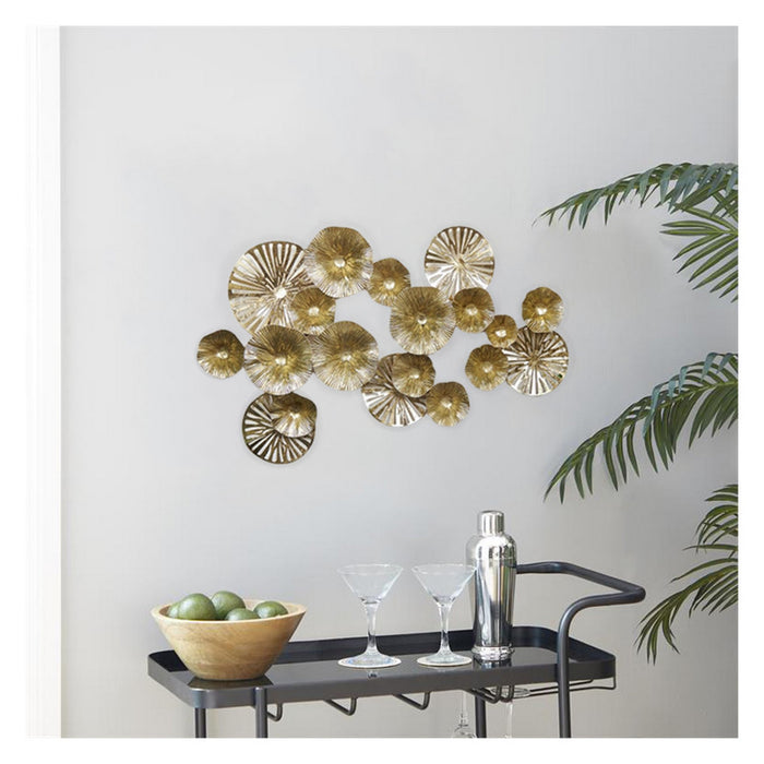Urban Designs Lily Pad Symphony 29" Wide Modern Gold Metal Wall Art
