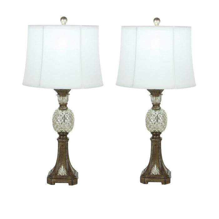 Urban Designs Maui 29-Inch Polystone Glass 2-Piece Table Lamp Set