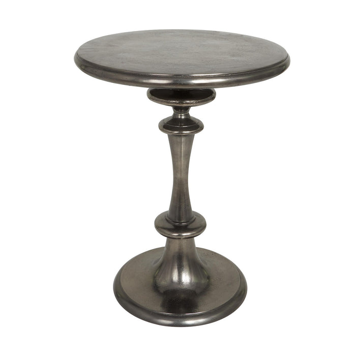 Urban Designs Midnight Pedestal 24" H x 17" W Solid Aluminum Round End Table