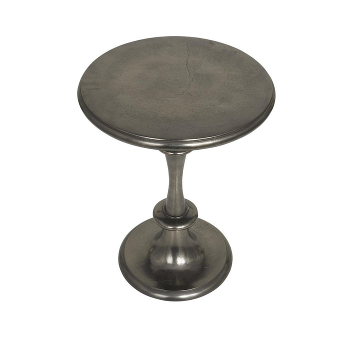 Urban Designs Midnight Pedestal 24" H x 17" W Solid Aluminum Round End Table