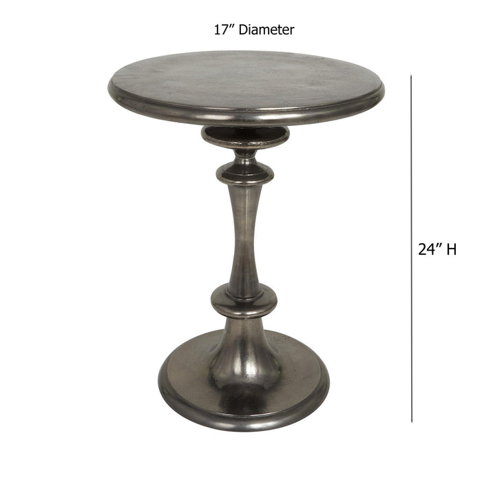Urban Designs Midnight Pedestal 24" H x 17" W Solid Aluminum Round End Table