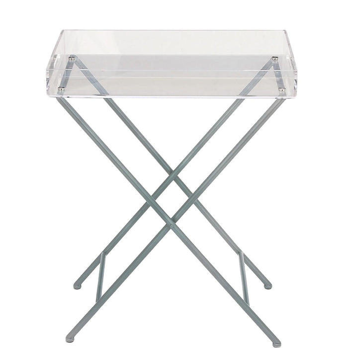 Urban Designs Modern Clear Acrylic Tray Top Accent Table