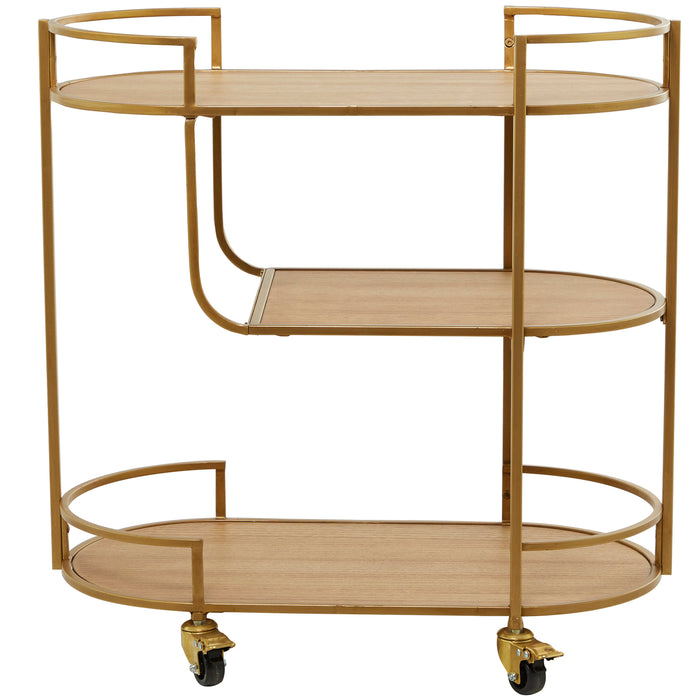Urban Designs Opulent 4 Wheel Roll Along Trolley 3-Shelf Rolling Bar Cart