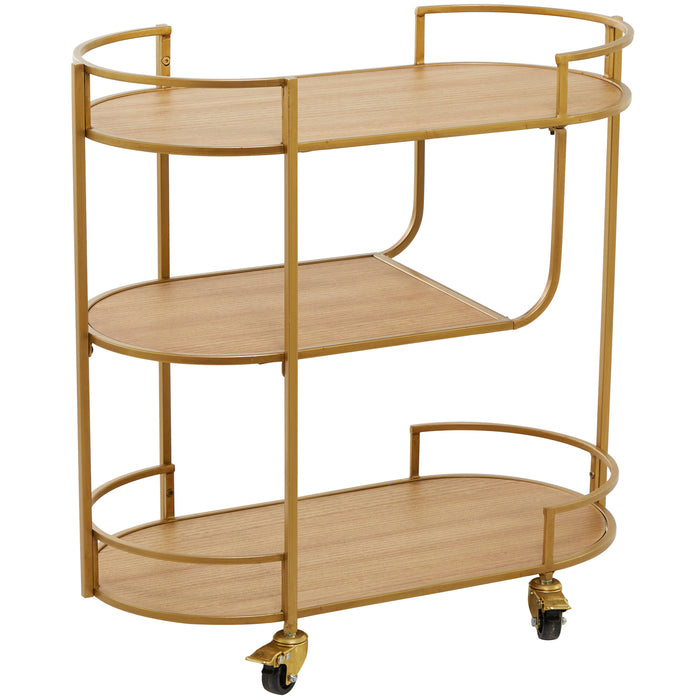 Urban Designs Opulent 4 Wheel Roll Along Trolley 3-Shelf Rolling Bar Cart