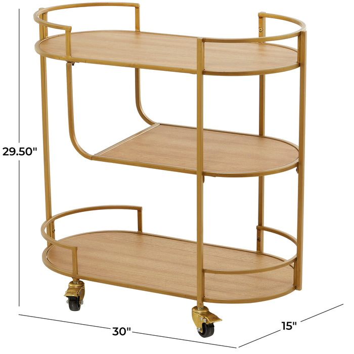 Urban Designs Opulent 4 Wheel Roll Along Trolley 3-Shelf Rolling Bar Cart