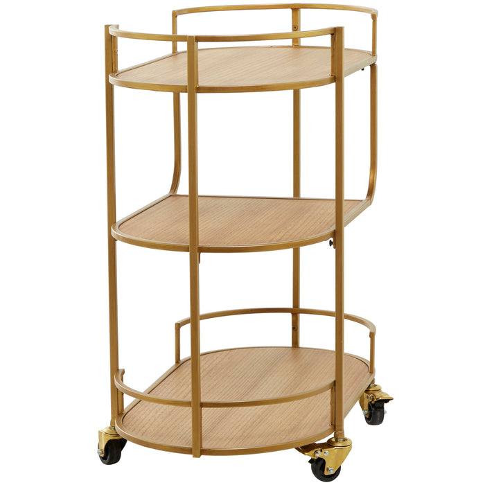 Urban Designs Opulent 4 Wheel Roll Along Trolley 3-Shelf Rolling Bar Cart