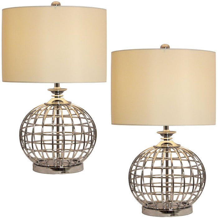 Urban Designs Round Metal Cage Table Lamp - Set of 2
