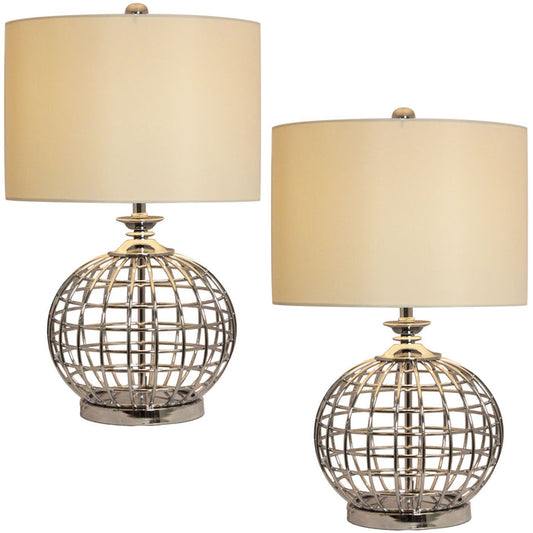Urban Designs Round Metal Cage Table Lamp - Set of 2