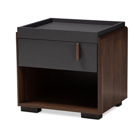 Urban Designs Tray Top Style Nightstand With Drawer and Shelf