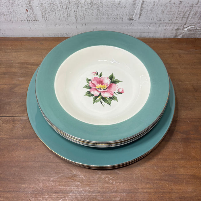 Vintage Homer Laughlin Century Green Plate / Salad Bowl Set