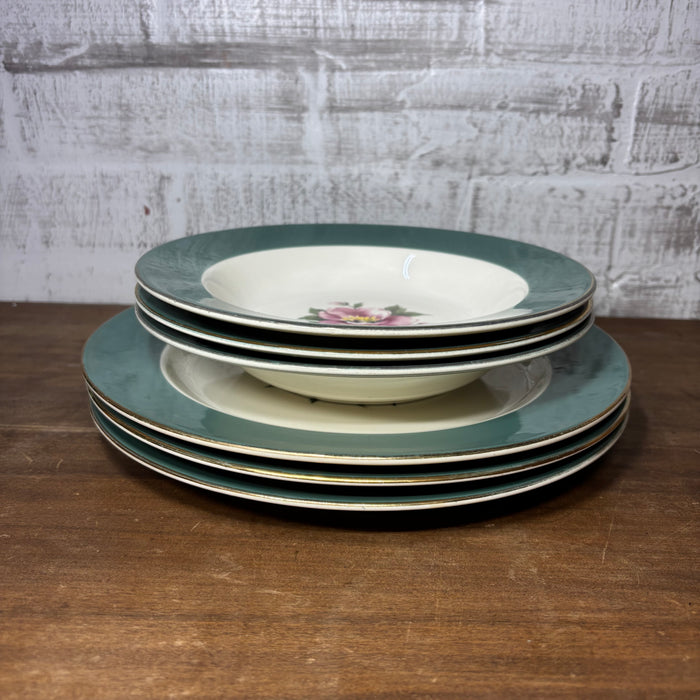 Vintage Homer Laughlin Century Green Plate / Salad Bowl Set