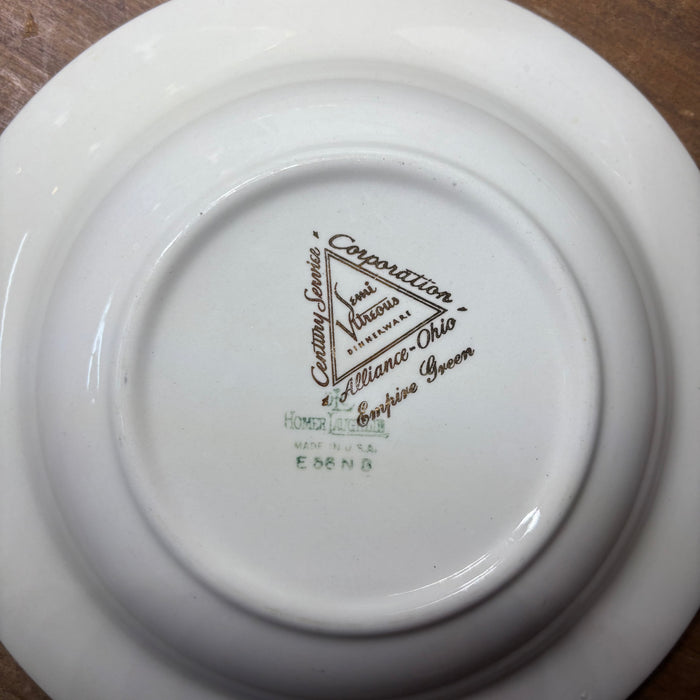 Vintage Homer Laughlin Century Green Plate / Salad Bowl Set