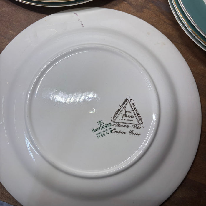 Vintage Homer Laughlin Century Green Plate / Salad Bowl Set