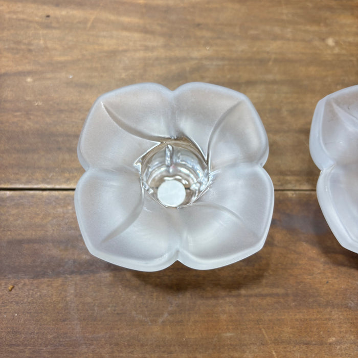 Vintage J.G. Durand France Frosted Glass Floral Candle Holders