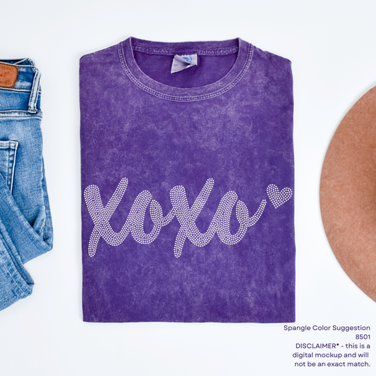 XOXO Script with Heart SPANGLE TRANSFER