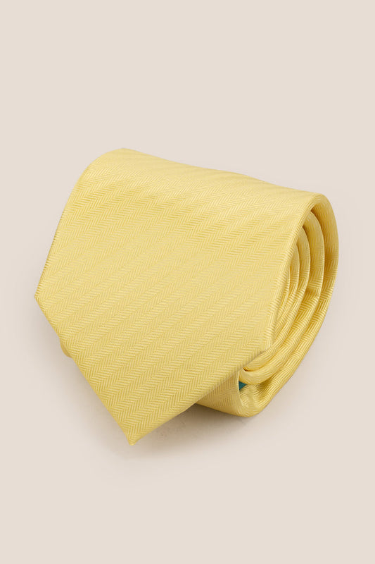 Yellow Self Stripe tie with luxurious design, ideal for weddings, office wear, and formal occasions.